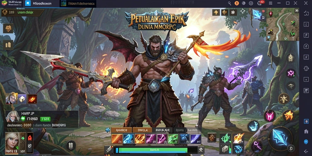 Tangkapan layar utama HARAPJP dengan aksi seru permainan MMORPG.