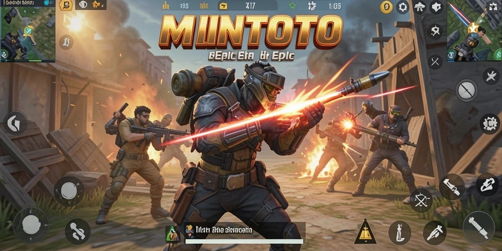 Screenshot gameplay MINTOTO yang menampilkan pertempuran intens di Battle Royale.
