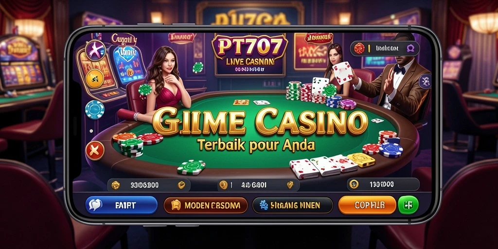 Screenshot PT707 menampilkan dealer langsung dan permainan yang mengasyikkan.