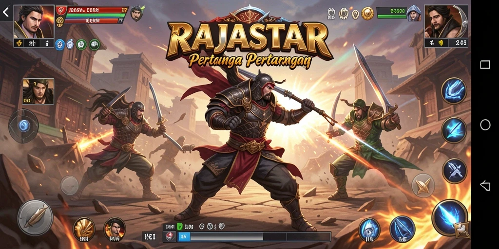 Screenshot menampilkan aksi seru pertarungan karakter di RAJASTAR.