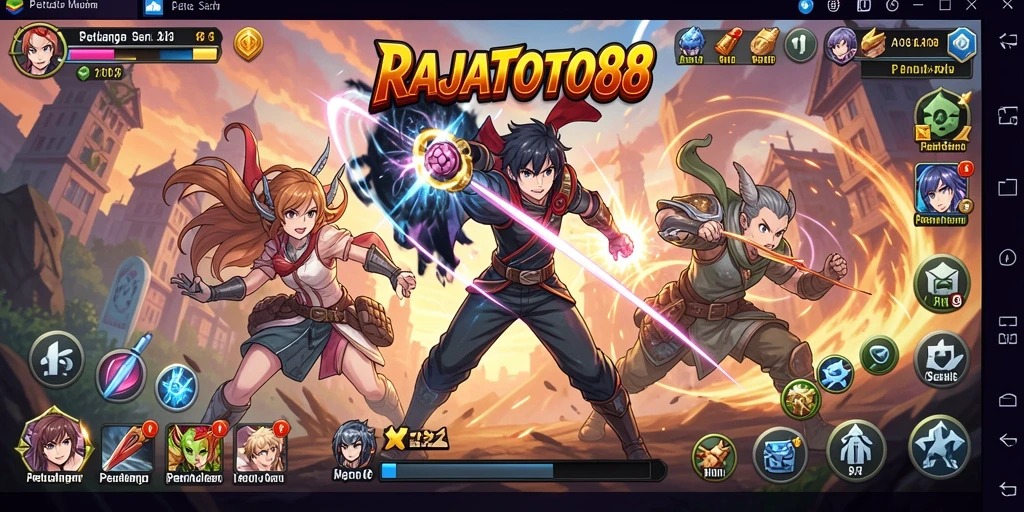 Screenshot gameplay seru dari RAJATOTO88 dengan karakter Anime.