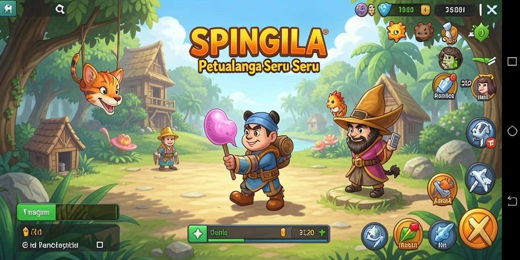 Tampilan gameplay SPINGILA yang menarik dan penuh warna.