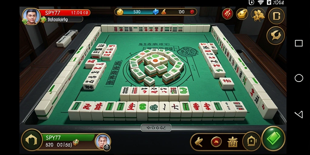 Screenshot gameplay SPY77 menampilkan suasana permainan Mahjong yang menantang.